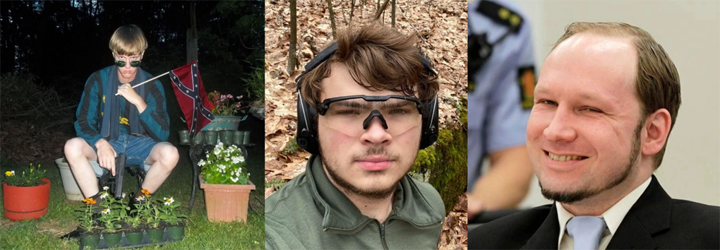 Images of Dylann Roof (left), Payton Gendron (center) and Anders Breivik (right) used as profile pictures on WPD.